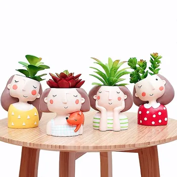 

Girl Flowerpot European Style Ornament Pots For Plants Flower Pot Home Craft Indoor Planter Ceramic Pot Succulent Planter