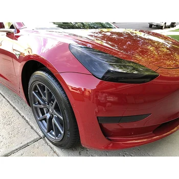 

2 PCS Tinted Head and Fog Lamp Overlays Protective Film Covers Kit for 2018 2019 Tesla Model 3, TPU Auto Car head light lamp Mem