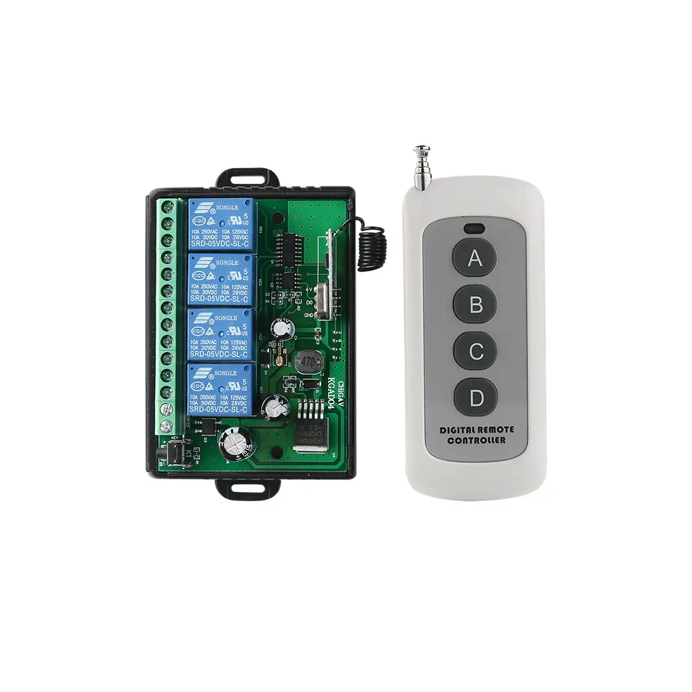 1204-C-TX4button DC7-36V, 433 МГц, 4 банда, 10 А, беспроводной пульт дистанционного управления для автомобиля, задний ящик, подъемная платформа, домашний быт, небольшой светодиодный переключатель, руководство - Цвет: 1204-C-TX4button