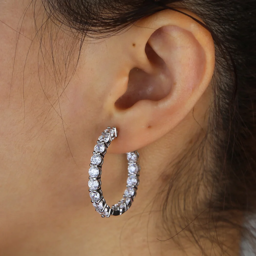 Sparking bling cz Huggie hoop earring for women icedd out bling 5A cubic zirconia cz hoop jewelry