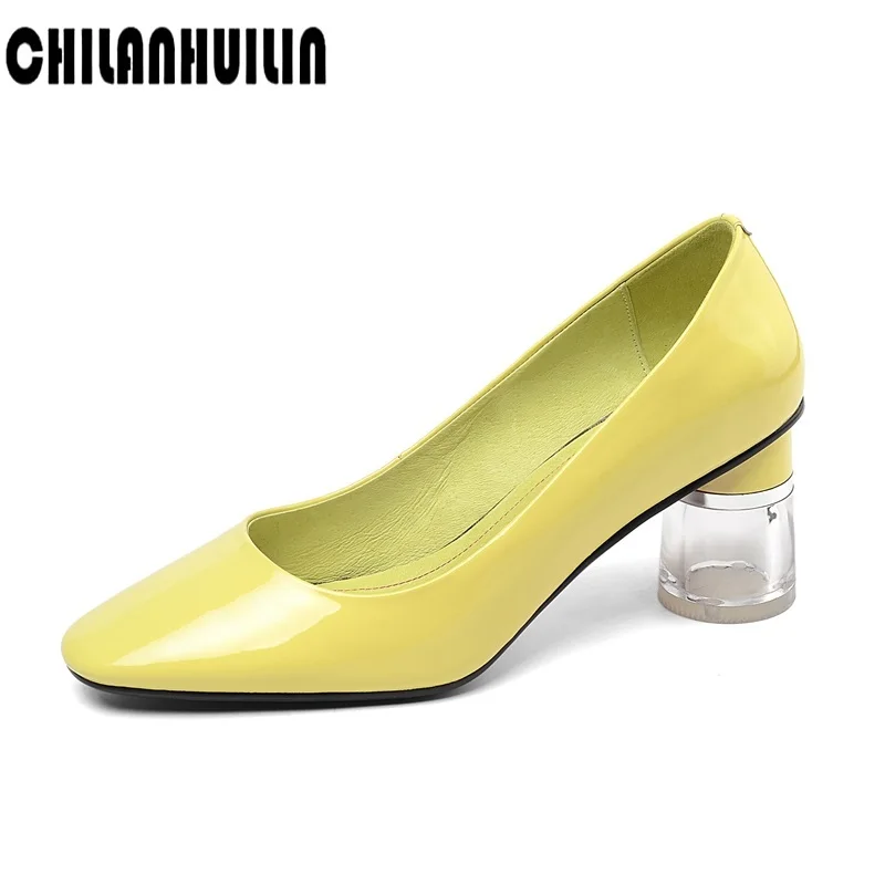

black beige newest spring autumn party dress shoes genuine leather pumps fashion transparent high heels office lady shoes woman