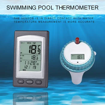 

Wireless Pool Thermometer Hot Tub Home Swim Spa Water Temperature Meter Calendar Alarm Clock -40~60C Waterproof Outside Sensor
