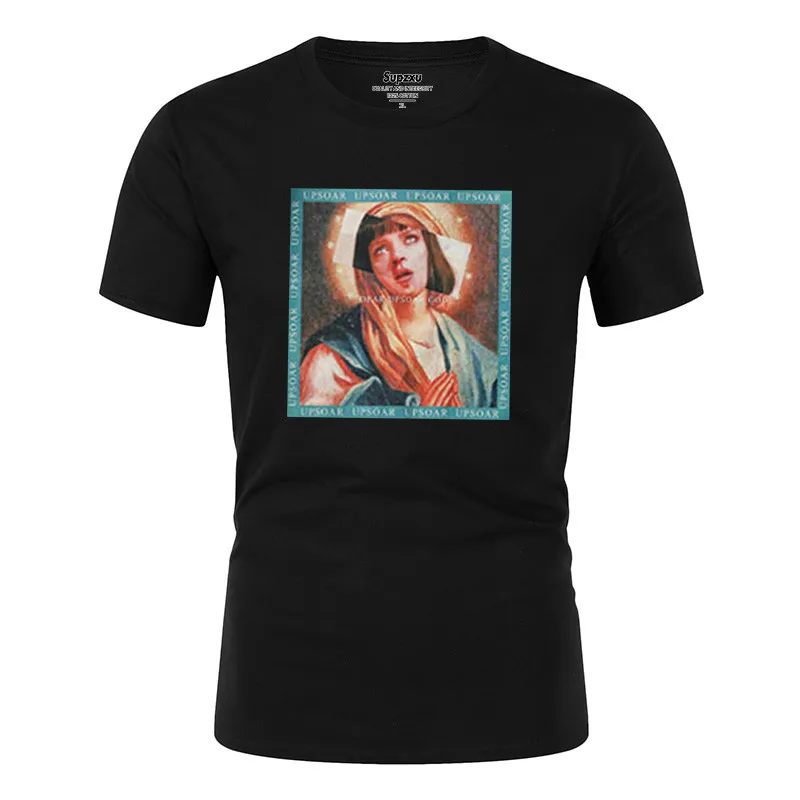 2019 Virgin Mary Men's T-Shirts Summer Hip Hop Tees Printed Short Sleeve Tshirts Boy Casual Loose Tops Tees 2019 Virgin Mary Men's T-Shirts Summer Hip Hop Tees Printed Short Sleeve Tshirts Boy Casual Loose Tops Tees