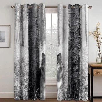 

Wolf Polyester Fabric Waterproof Shower Curtain Printed Home Decor Bathroom Decoration 3D Curtains Kids Gifts