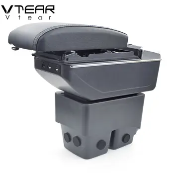 

Vtear For Ford Fiesta MK7 ST armrest leather arm rest abs storage box car-styling center console accessories automobile