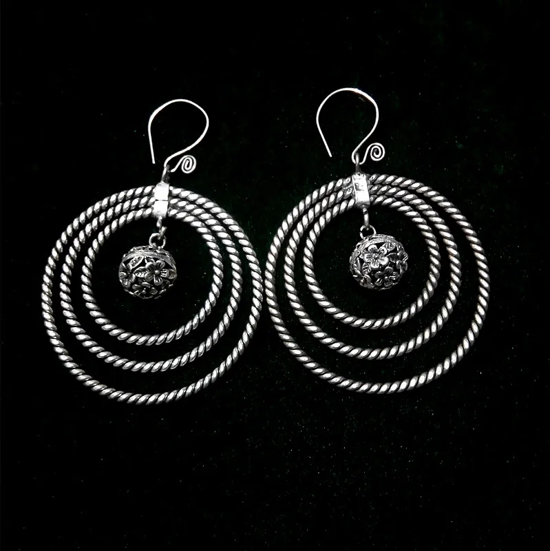

charming Folk Earrings Miao Silver Earrings Dong Silver Earrings stage performance Earrings