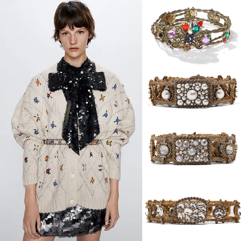 

Creative Casual Chain Belt Waist Chain Europe New Fashion Rhinestone Pearl Tide Belt for Women