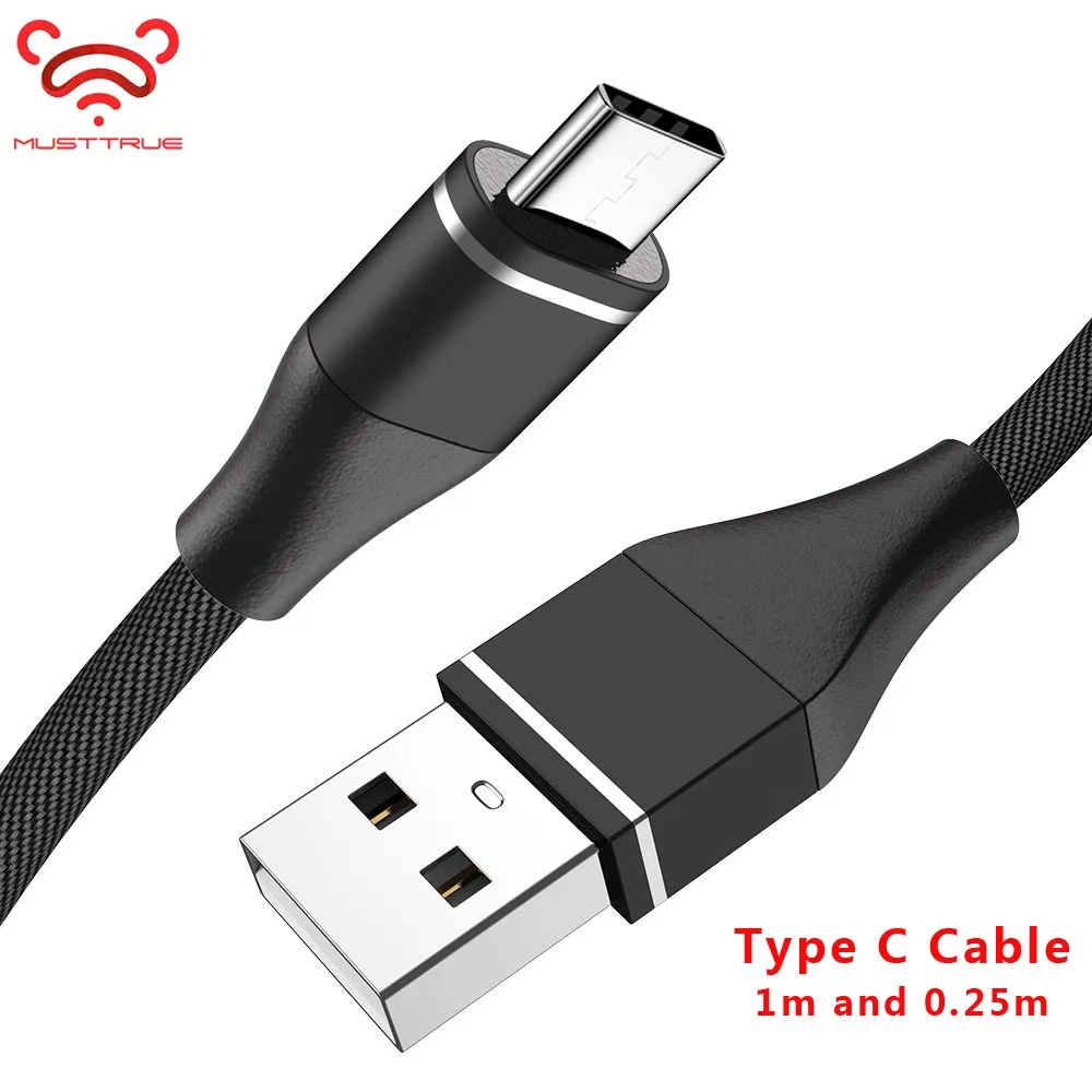 MUSTTRUE USB Cable Type C Cable for samsung huawei xiaomi oneplus 7 pro USB C Charger Cable 0.25m 1m Phone Charging Line