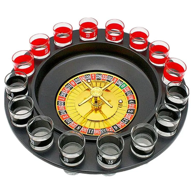 

16 Shot Glass Deluxe Russian Spinning Roulette Chips Drinking Game Set board game drinking Bar family party game for adult