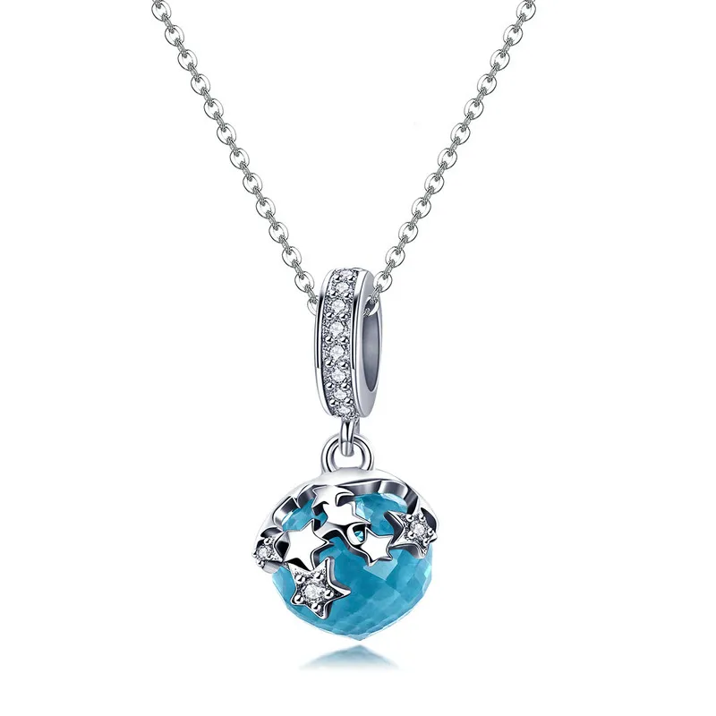 CodeMonkey высокое качество 925 пробы серебро Ослепительная звезда голубой кристалл