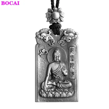 

BOCAIBOCAIS999 pure silver men's pendant twelve zodiac life Buddha Pendant sterling silver man exorcism amulet with Pendant