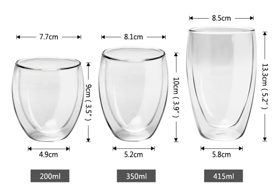 415ml Double Wall Glass Coffee Mug Tea Cups Heat Resistant Travel Beer Coffee Mugs Tumbler Drinking Shot Glasses Drinkware