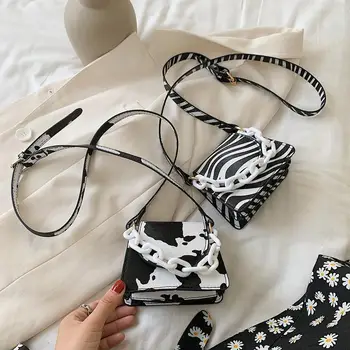 

2020 Women Bags Fashion Acrylic PU Leather Handbags Animal Pattern Super Mini Chain Shoulder Crossbody Bags Ladies Simple Bag