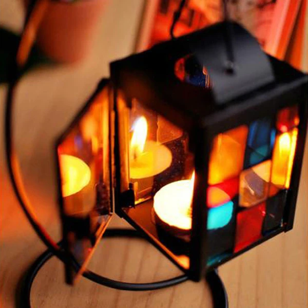 Classical Candlestick Retro Iron Moroccan Style Christmas Candlestick Lamp Candleholder Light Iron Candle Holders