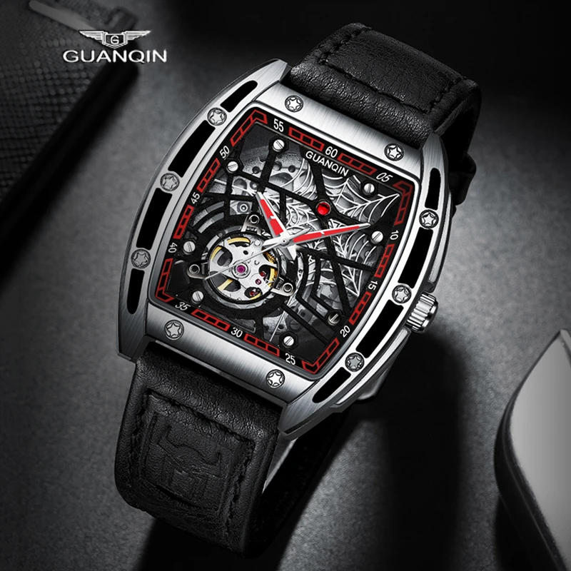 2022 GUANQIN Luxury Fashion Sapphire Mechanical Automatic Watch Men's Watch Stainless Steel Hollow Tourbillon Men's Accessories