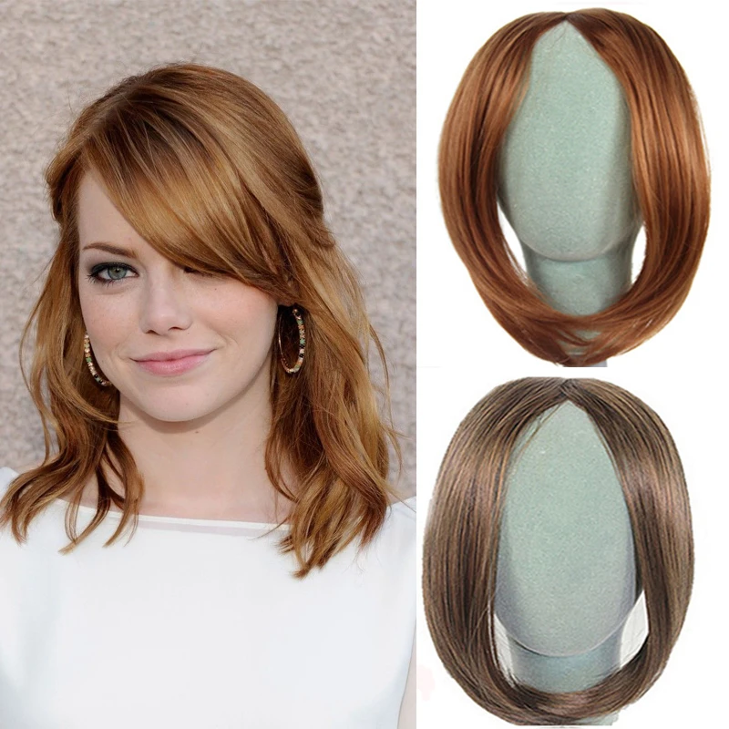 

AOOSOO 10inch Middle Part Long Straight Bangs For Women Natural Fake Hair Bangs 19 Colors Heat Resistant Synthetic Hair Bangs