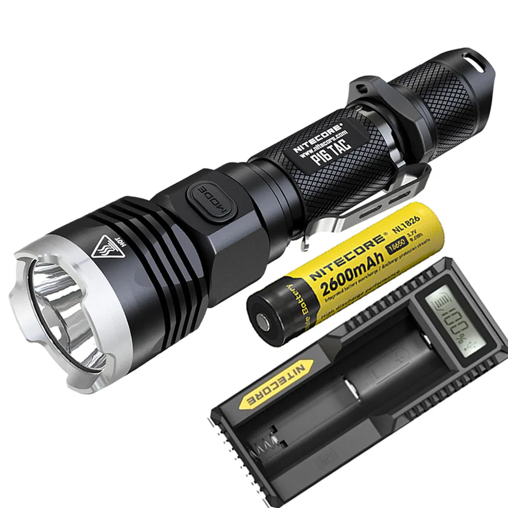 Тактический светильник NITECORE P16TAC P16 TAC для вспышки CREE XM-L2, максимальная дальность луча 1000 люмен, 300 м, уличный фонарь, поисково-спасательный светильник - Испускаемый цвет: P16TAC NL1826 UM10