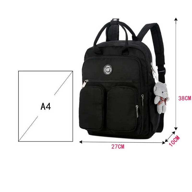 HEFLASHOR Fashion Woman Backpack Waterproof Nylon Soft Handle Solid Multi-pocket Travel Zipper School Bags Dropshipping