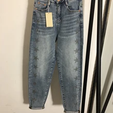 107728 модные обтягивающие женские джинсы со средней талией, женские синие джинсовые брюки