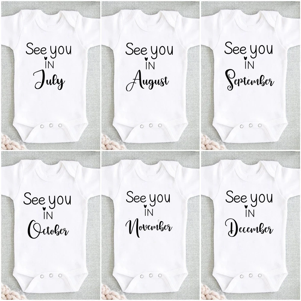 Baby Pregnancy Announcement See You In November Newborn Baby Bodysuits Cotton Short Sleeve Rompers Boys Girls Onesies 5
