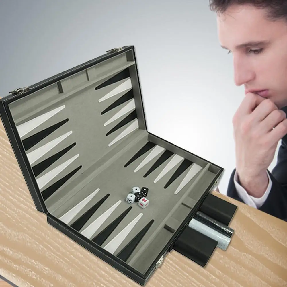 

Leather Chessboard PU Chess Board Portable Backgammon Board Puzzle Game