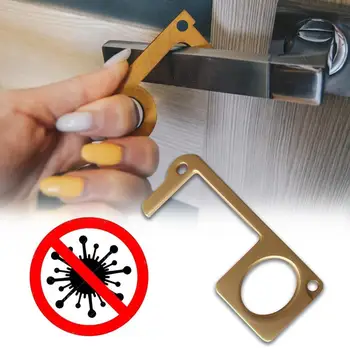 

EDC Portable door opener Non-contact Isolation Antibacterial Open Door Assistant Opening and Closing Key Chain Button Tool