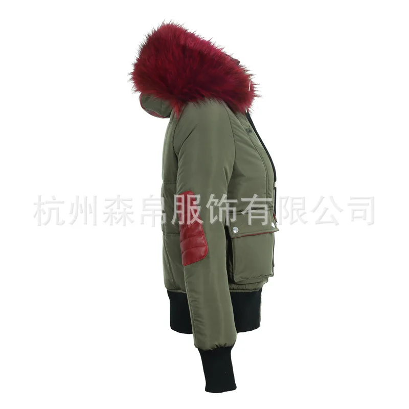 Европа и Америка, AliExpress, зима, стиль, модное, сексуальное, теплое, одноцветное, с меховым воротником, хлопковое пальто для женщин