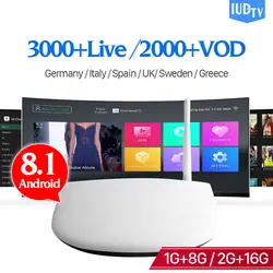 Шведская IPTV приставка Испания греческий Италия Турция IUD ТВ Android tv Box Q1304 RK3229 Android 8,1 1 + 8 г португальское IPTV 1 год IP ТВ приемник