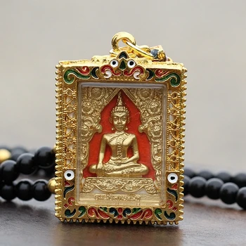 

Vintage Golden Buddha Amulet Pendant Religion Necklace Fashion Bead Chain Thailand Buddha Amulets Pendants Jewelry Necklace