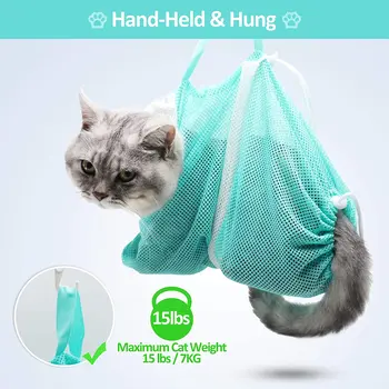 Cat Bathing Bag Cat Grooming Shower Net Adjustable Cats Restraint Bag Prevent Scratching For Bathing Pet Grooming Bath Bag
