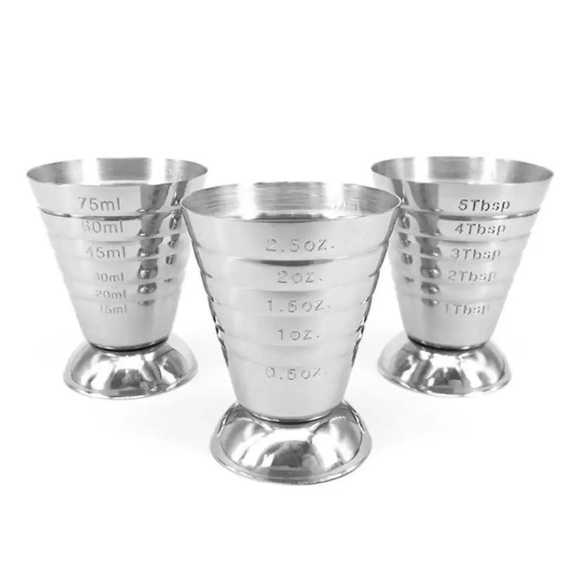 1PC 75ML Stainless Steel Measure Cup Cocktail Tool Bar Mixed Drink Accessories 3 In 1 Cocktail