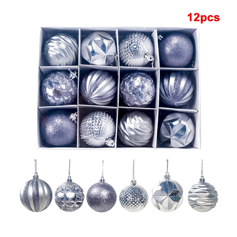 Vintage Christmas Tree Ball Baubles Decoration Xmas Hanging Party Ornament Decor Festival - Цвет: Серебристый