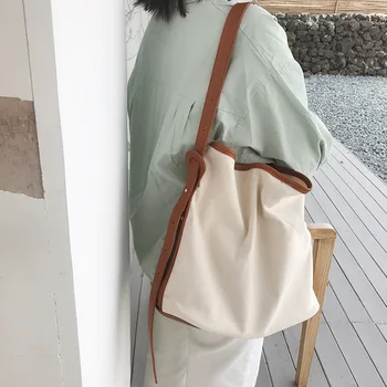 

2020 new mother-child bag simple and versatile canvas bag women's messenger shoulder bucket bag large capacity female bag