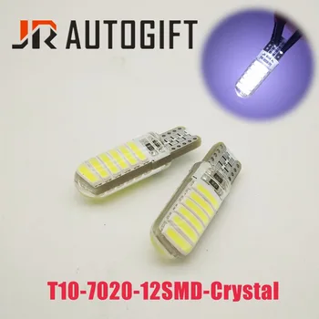 

10pcs Clearance lights T10 7020 LED 12 SMD LED 194 W5W Crystal Car Side Wedge Light Bulb Cold White 6000K Car styling 12V 24V