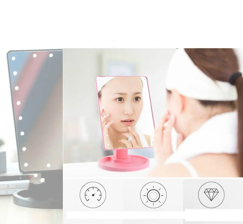 Светодиодный Сенсорный экран зеркало для макияжа класса люкс зеркало с 16/22 светодиодный свет 180 градусов регулируемый стол зеркало для макияжа