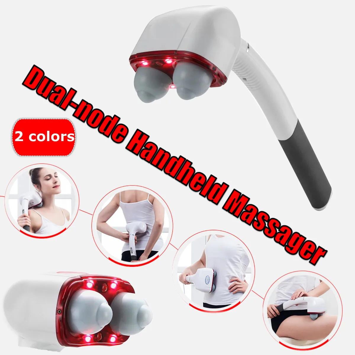 Electric Handheld Massager Two Head Machine Full Body Neck Vertebra Back Muscle Relax Vibrating Deep Tissue Massage Health Care