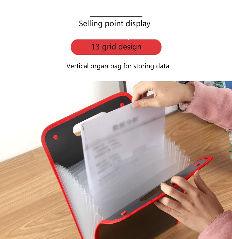 Portable Organ Bag Document Bag File Folder Expanding Wallet 13 Grid A4 Organizer Paper Holder Office School Supplies Gift