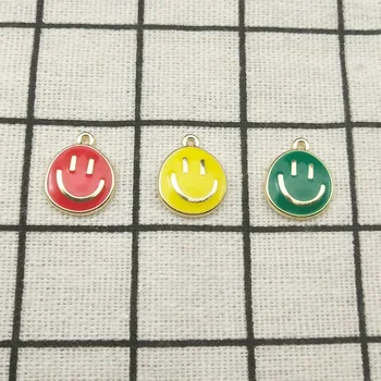 

10pcs enamel smile face charm jewelry accessories earring pendant bracelet necklace charms zinc alloy diy finding 12x15mm