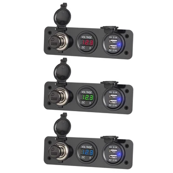 

Dual USB 2.1A Car Charger with LED Voltmeter 12V Outlet Power Socket Panel Jack for Car Boat Marine Truck SUV Vehicles