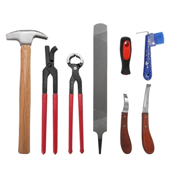 Best Horse Farrier Hoof Nipper Trim Shoeing File Rasp Handle Hoof Cutter Tool Horse Manicure Care Set 8PCS