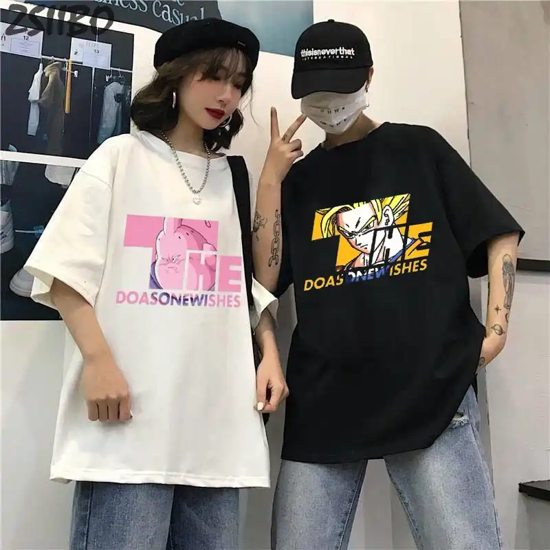 ドラゴンボールカップルの男性のtシャツユニセックスアニメtシャツ悟空フリーザブウピッコロプリント半袖tシャツストリートtシャツ T Shirts Aliexpress