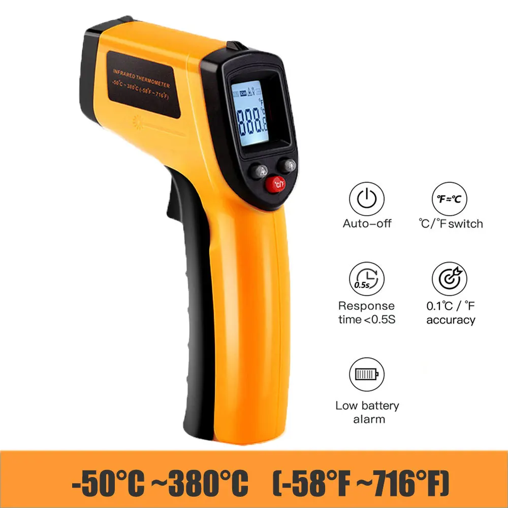 GM320 yellow Anpro Бесконтактный лазерный ЖК-дисплей ИК инфракрасный цифровой C/F выбор температуры поверхности термометр пирометр Imager - Цвет: GM320 yellow