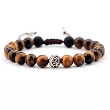 Men Bracelet 8MM Tiger Eye Tibetan Beads Punk Bracelet Handmade Friendship Bracelets Mens Charm Bracelet Dropship