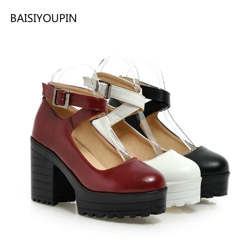 

Plus Size Fashion New Women Shoes Platform(4cm) Solid Catwalk 9.5cm High Heels Female Pumps Shoes 34-43 Round Toe Office Career