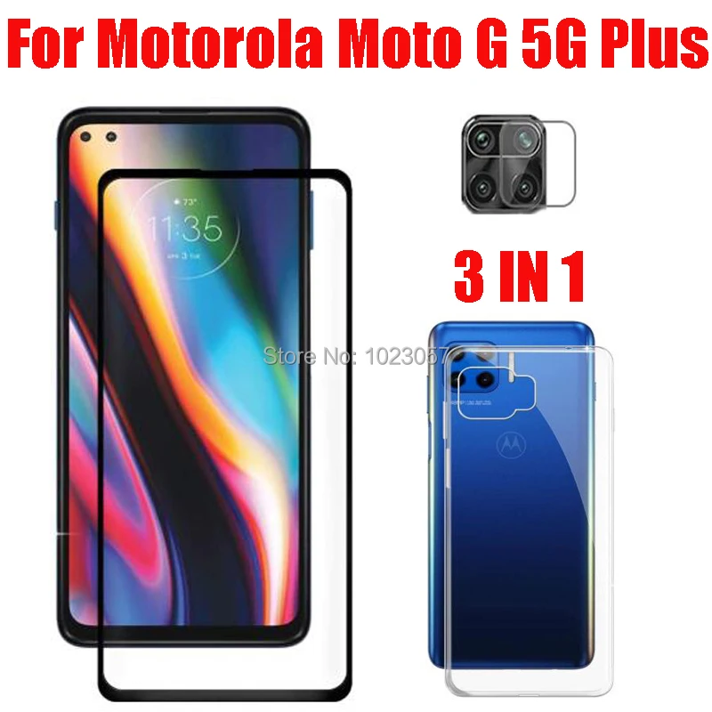 Чехол 3 в 1 + закаленное стекло для камеры Motorola Moto G 5G Plus Защитное экрана 2.5D |