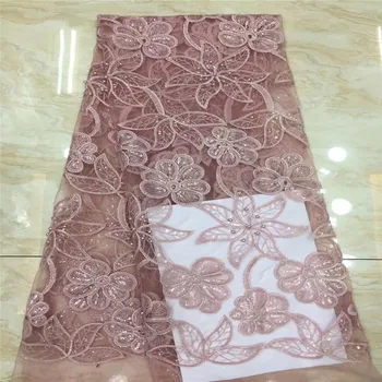 

Latest French Nigerian beads sequns Lace Fabric High Quality Embroidered Tulle African Laces Fabric Wedding French Tulle Lace