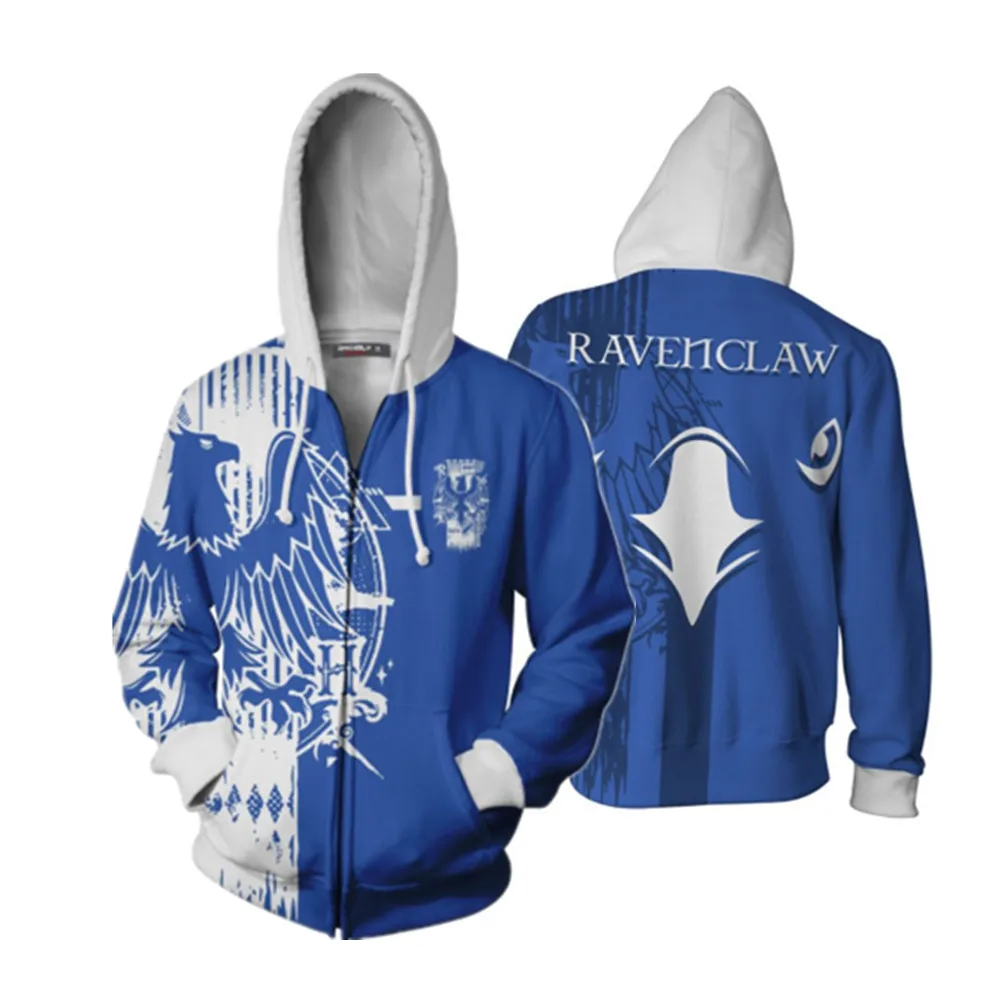Ravenclaw Wizardry Gryffindor Slytherin Ravenclaw косплей костюм для мужчин и женщин толстовки пуловер Trackusits Повседневная куртка на молнии - Цвет: Ravenclaw