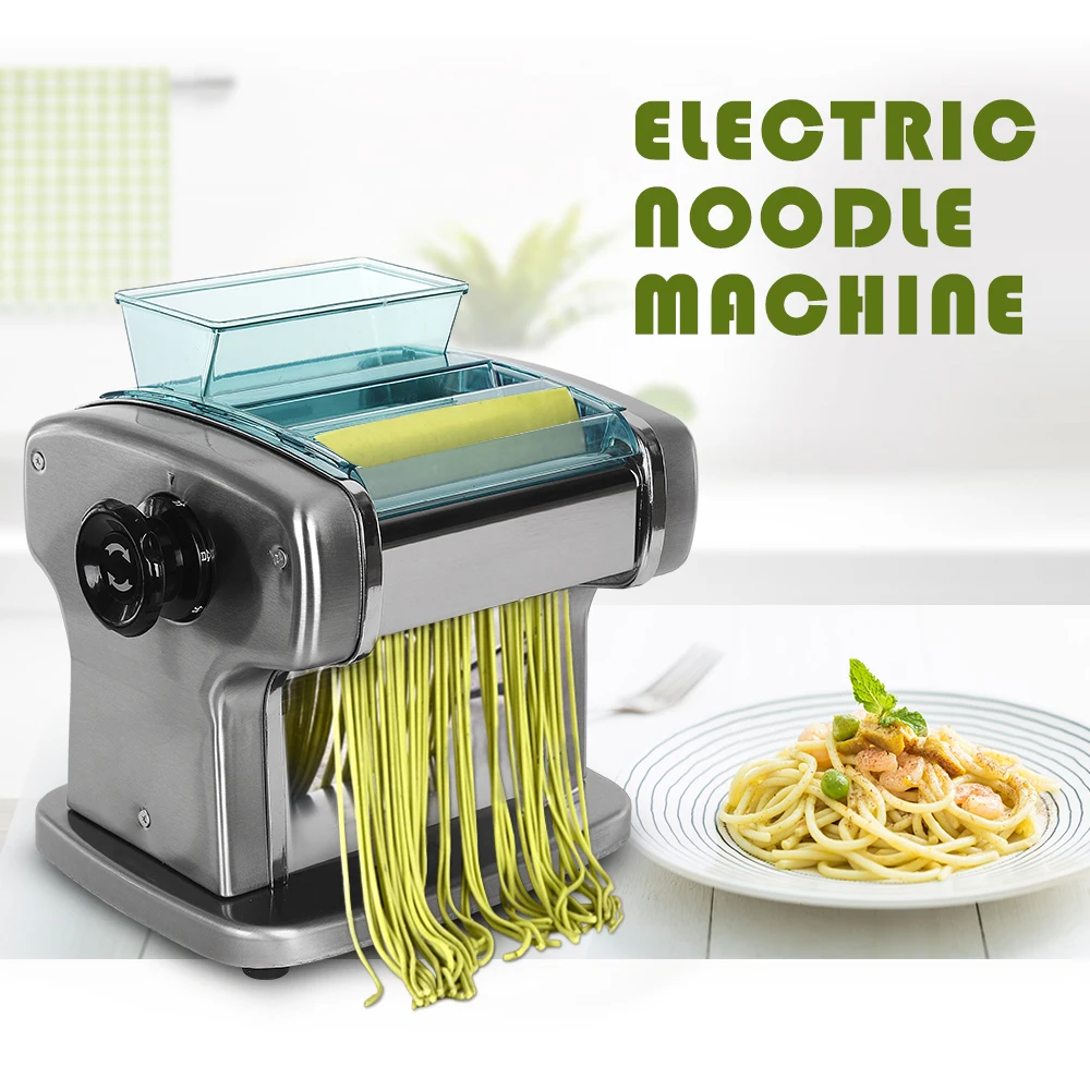 Electric Pasta Maker, Household Noodle Making Machine Dough Spaghetti Roller Pressing Machine with 2.5mm Noodle Cutter, Stainless Steel, 135W 5kg/h