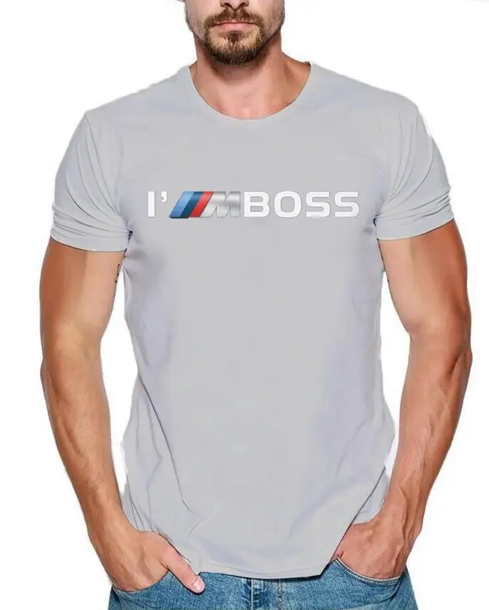 Серый Летняя мужская футболка, модная футболка с логотипом I'm Boss M power, забавная футболка из хлопка с принтом Mercedes F1 Subaru Suzuki - Цвет: Серый