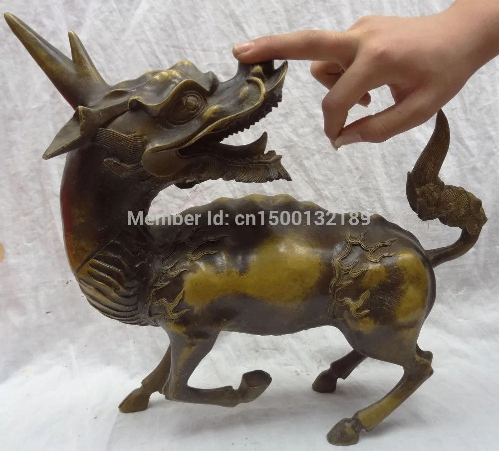 0015 15 авиапочту Китая(China бронзовая скульптура фэншуй защиты Единорог фигурка с драконом цилинь Статуэтка женщины в(A0414